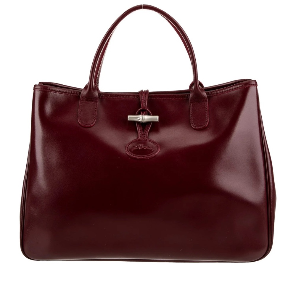 Longchamp Roseau Leather Tote Bag - Burgundy